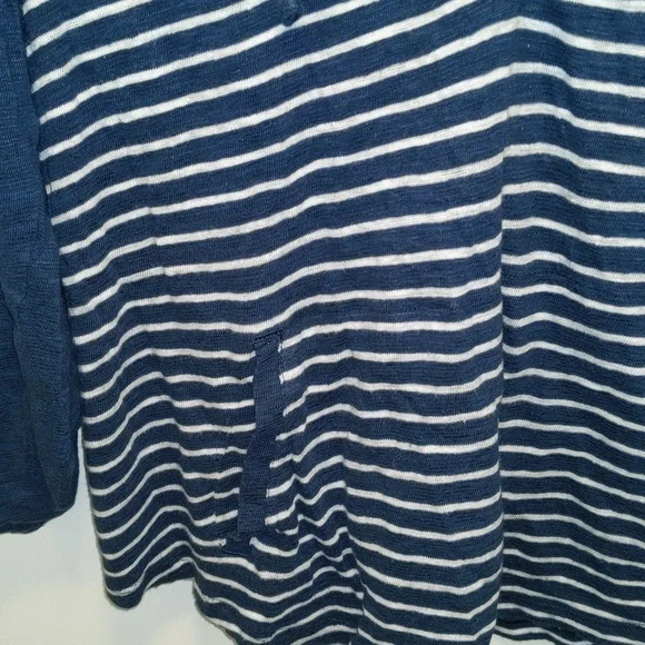 JJill Women's Size L Petite Linen Cotton Blend Nautical Theme Popover Top - Picture 4 of 13